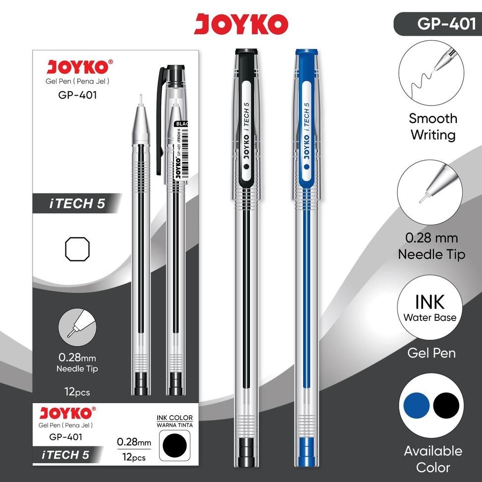

Joyko Pulpen Gel 1 Pa Gp401 Itech 0.28Mm Isi 12 Pcs