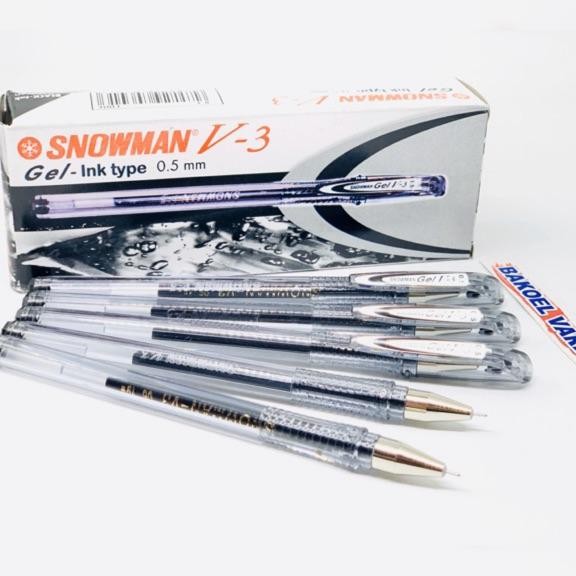 

12 Pcs Pulpen Snowman V3 Pen Gel 0.5Mm Bulpen Bolpoin Gel