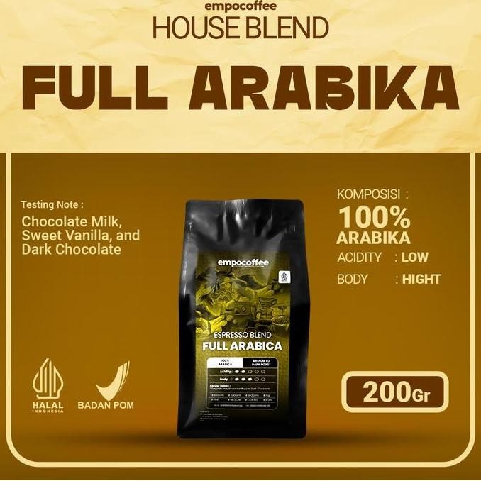 

READY KOPI ARABIKA FULL ESPRESSO BLEND 200GR - HOUSE BLEND COFFEE BEANS