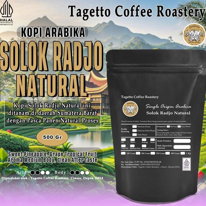

READY BIJI KOPI ARABIKA SOLOK RADJO NATURAL 500GR | BUBUK / BEAN SPECIALTY TAGETTO