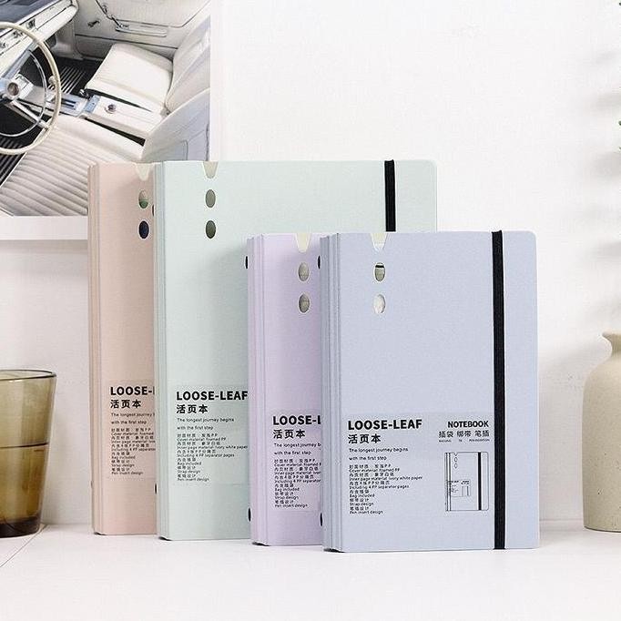 

[Miloli] Binder Strap A5 A6 Notebook Portable Morandi Note Book Loose Leaf Rose - E0058