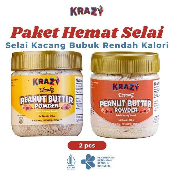 

Original Krazy Selai Kacang Bubuk 2x140gr - Peanut Butter Powder Tanpa Gula Tinggi Protein