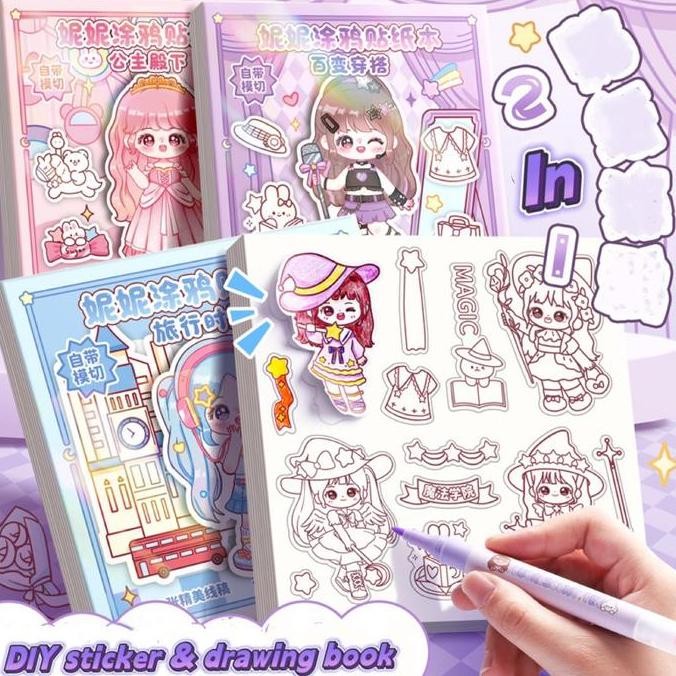 

Diy Cute Diary Sticker Coloring Book Buku Sticker Mewarnai