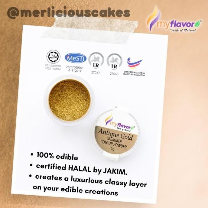 

Original Lustre Dust Powder Halal Warna Antique Gold - My Flavor Baking Glitter