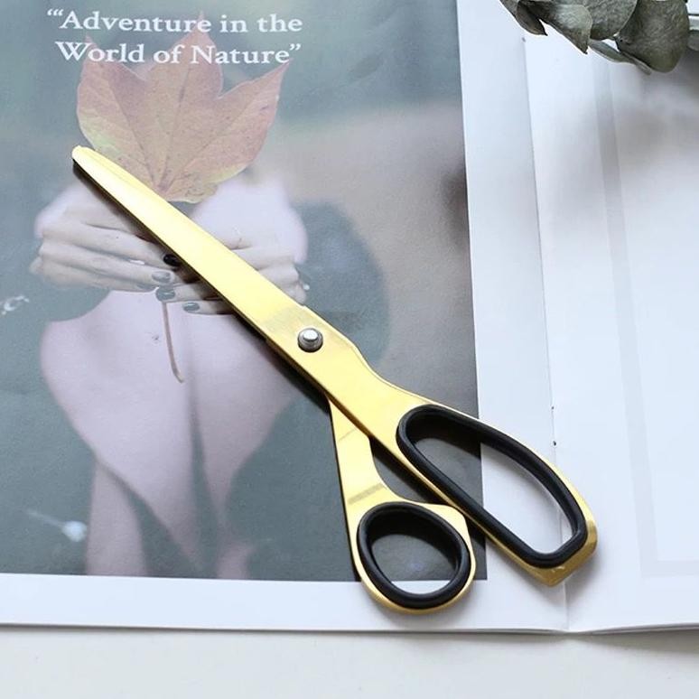 

golden scissors asymmetric korean stationery office household / gunting gold aesthetic multifungsi serbaguna RB3