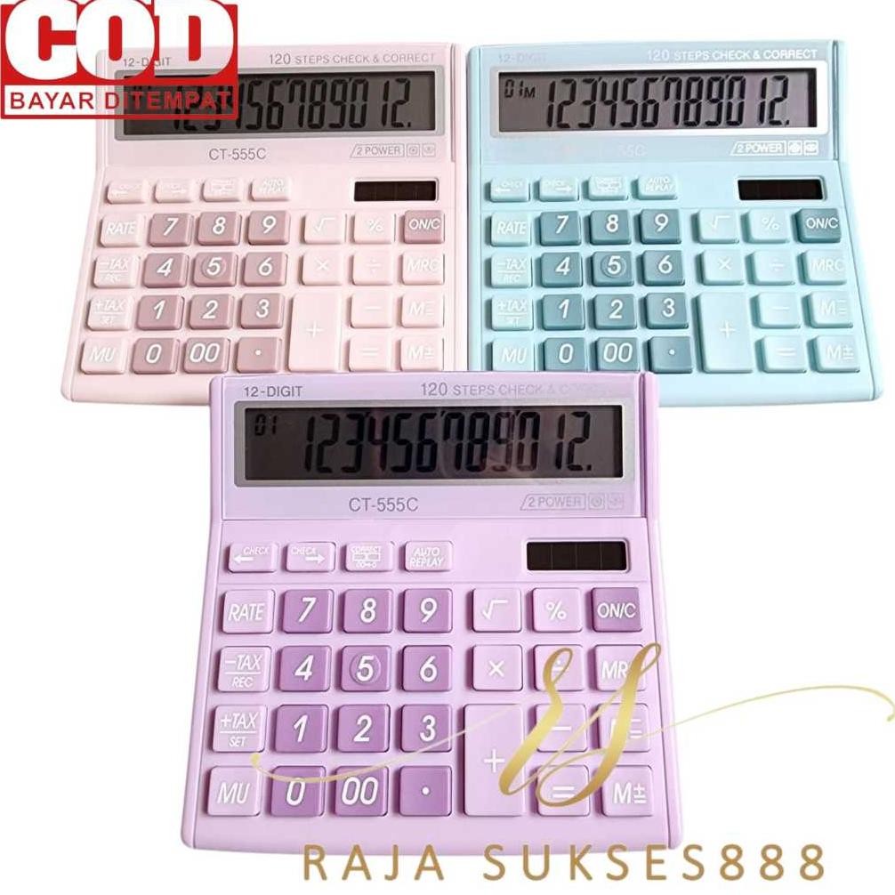 

Calculator CT 555 Warna Pastel Kalkulator 555N 555 N 12 DIGIT CHECK ULANG CHECK CORRECT RB2