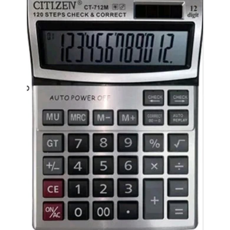 

Kalkulator Citizen CT 712M (12Digit/2 Power) khusus dagang/kantoran/wiraswasta RB2