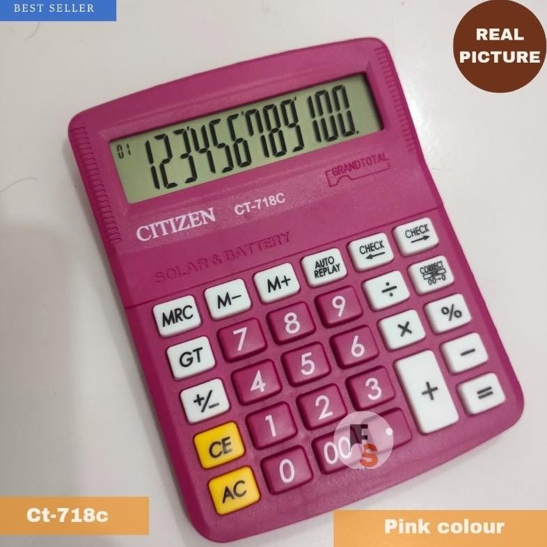 

Kalkulator Calculator Dekstop Meja 12 Digit Chek Ulang Warna Pink Ct 718c RB2