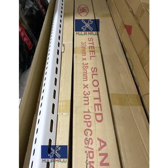 Besi siku lubang 2mili PUTIH besi siku rak 2milix38mmx3meter SUPER TEBAL perbatang
