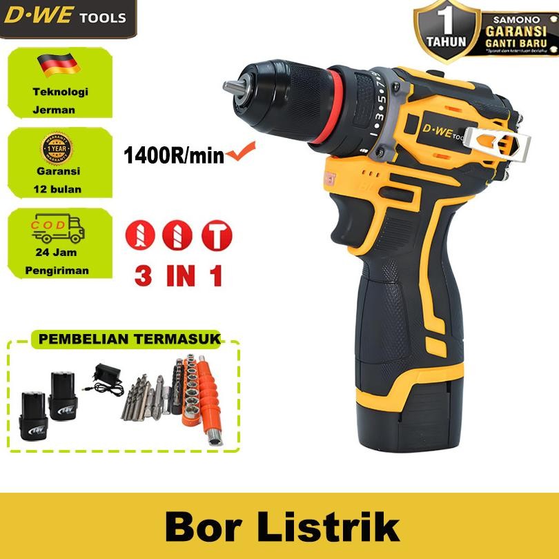 Bor Listrik Mesin Bor Baterai Tangan Cordless Drill Battery Bor Tanpa Kabel Bor Lithium
