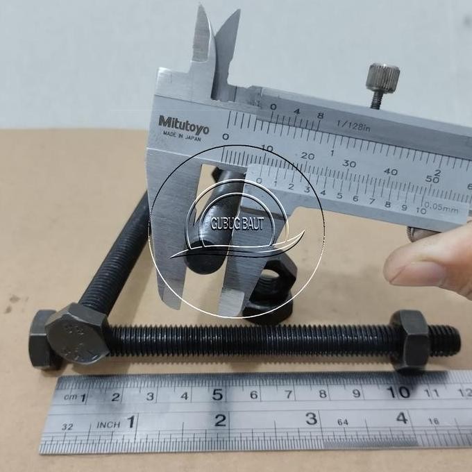 BAUT MUR BAJA KUNCI 17 M10 X 120 FULL DRAT PANJANG 12CM 12 CM BAUD HTB GRADE 8.8 HITAM M10X120 10X12