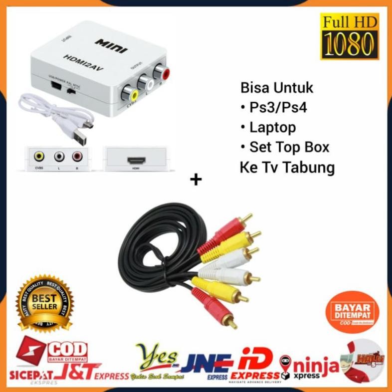 [COD] CONVERTER MINI HDMII TO AV RCA HDMI2AV ADAPTER + KABEL RCA TO RCA 3 KE 3 1.5 METER / DARI LAPT