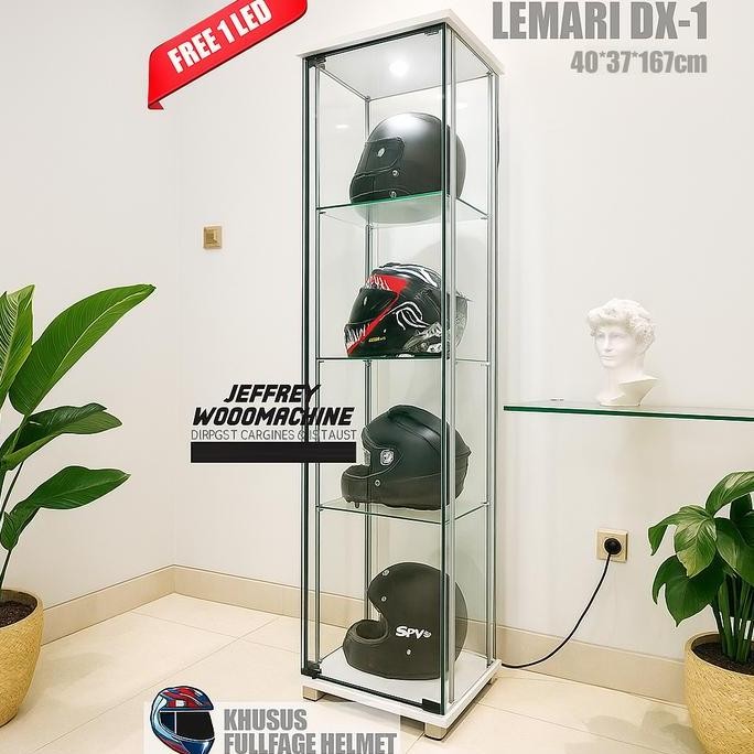 Etalase Kaca Helm Produk Aksesoris Rak Display Showcase Lemari Minimalis Premium