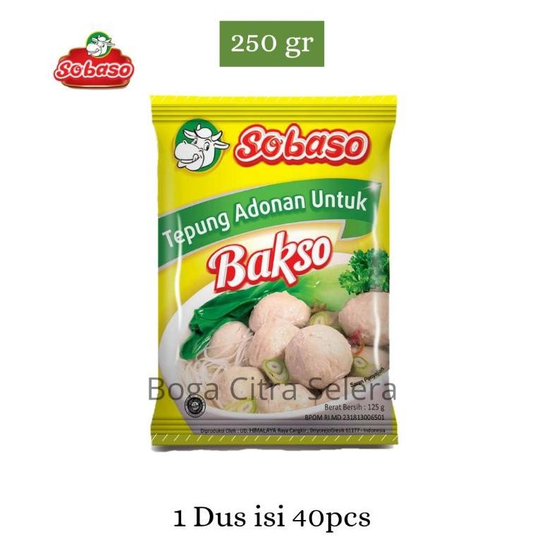 

1 Dus Sobaso Tepung Bakso Adonan Lengkap 250g (Isi 40 Pcs) Nugi