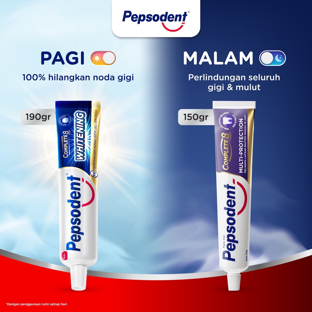 Pepsodent Day and Night Set - Pasta Gigi Whitening dan Multiprotection