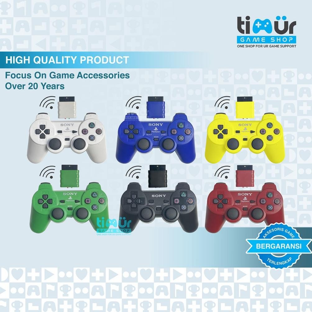 Stik Stick Controller PS2 Wireless Warna Merah Biru Putih Kuning Hijau Hitam Nugi