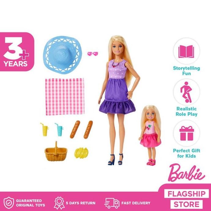 Siap Kirim Boneka Barbie Family & Friends Picnic Set - Mainan Anak Perempuan Lengkap
