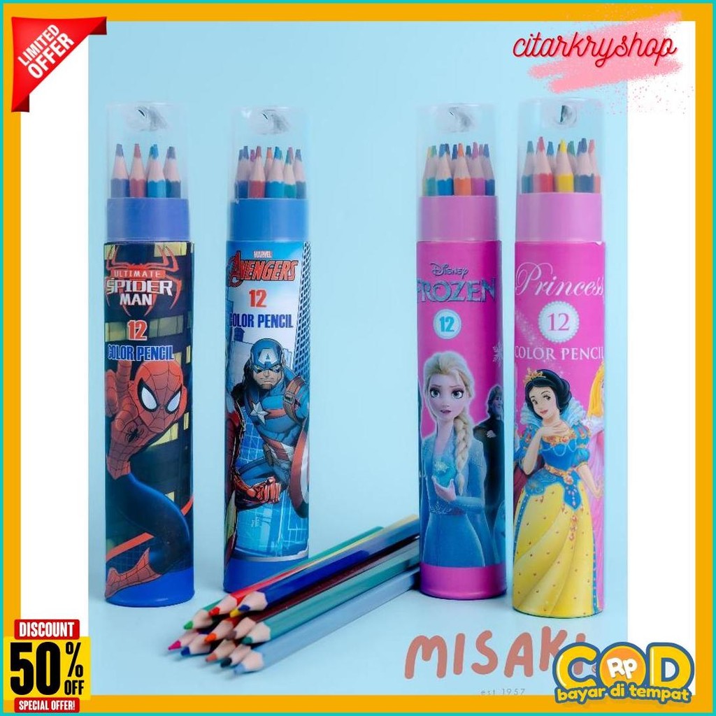 

Pensil Warna 12/24/36 Warna Anak Pencil Color Lucu Karakter Special Frozen Elsa Marvel Spiderman Avengers Princess Alat Tulis Perlengkapan Menggambar Misaki Spesial Terlaris! Produk Ini Banyak Dicari