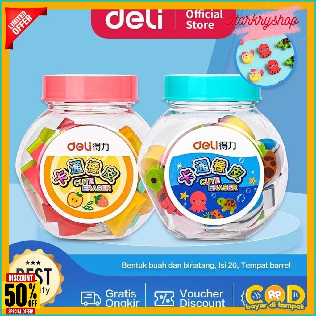 

Deli School Eraser / Penghapus Hapusan Buah Dan Binatang Lucu Isi 20 7533 Terlengkap Dan Termurah