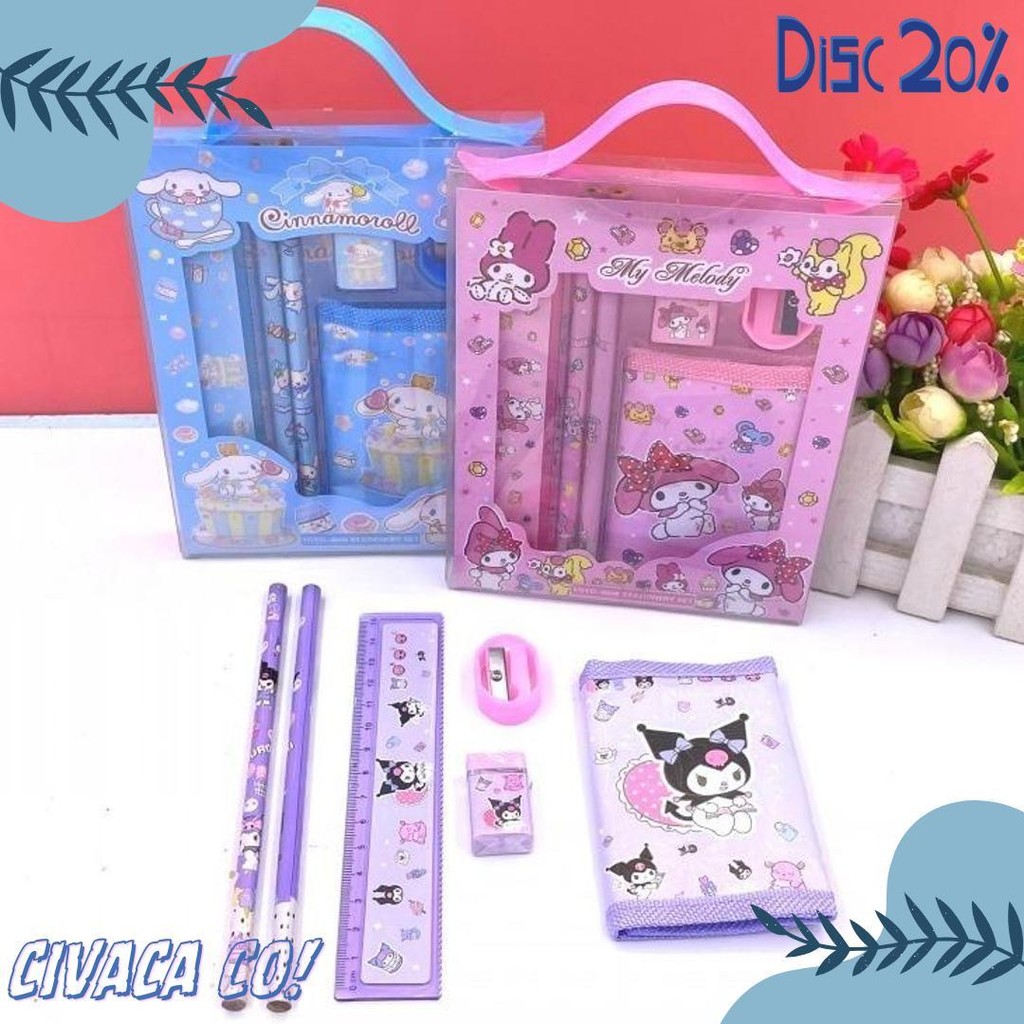 

7 In 1 Set Kotak Alat Tulis / Set Tempat Pensil Siswa / Tempat Pensil Kartun Set / Hadiah Untuk Anak-Anak Diskon