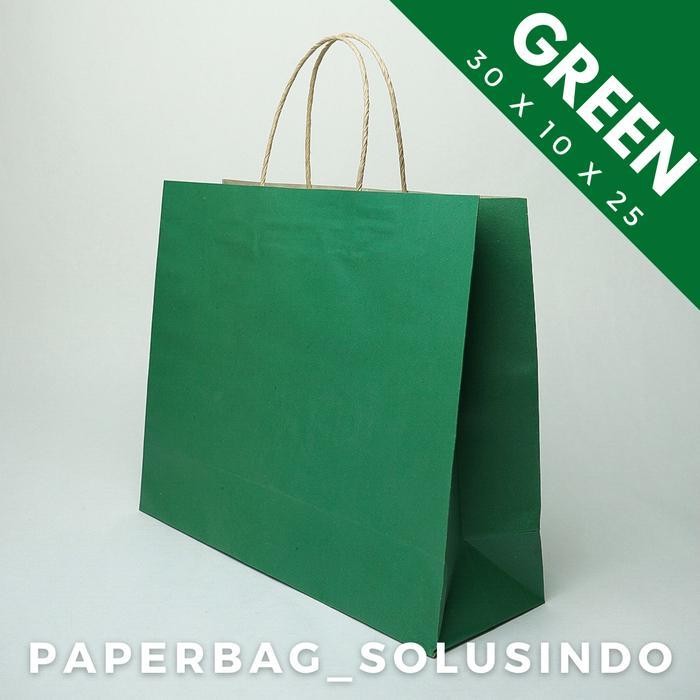 

Kkim Paperbag / Kantong Kertas Warna Hijau 30X10X25 Cm