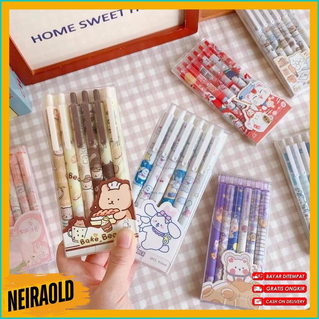 

Pulpen Gel 6Pcs Pulpen 1 Pack Aesthetic Pena Gel Pulpen Coquette Mekanik Lucu 0,5Mm Hitam Gel Pen Alat Tulis Bolpoin Bulpen Coquette Stationery Diskon Setengah Harga
