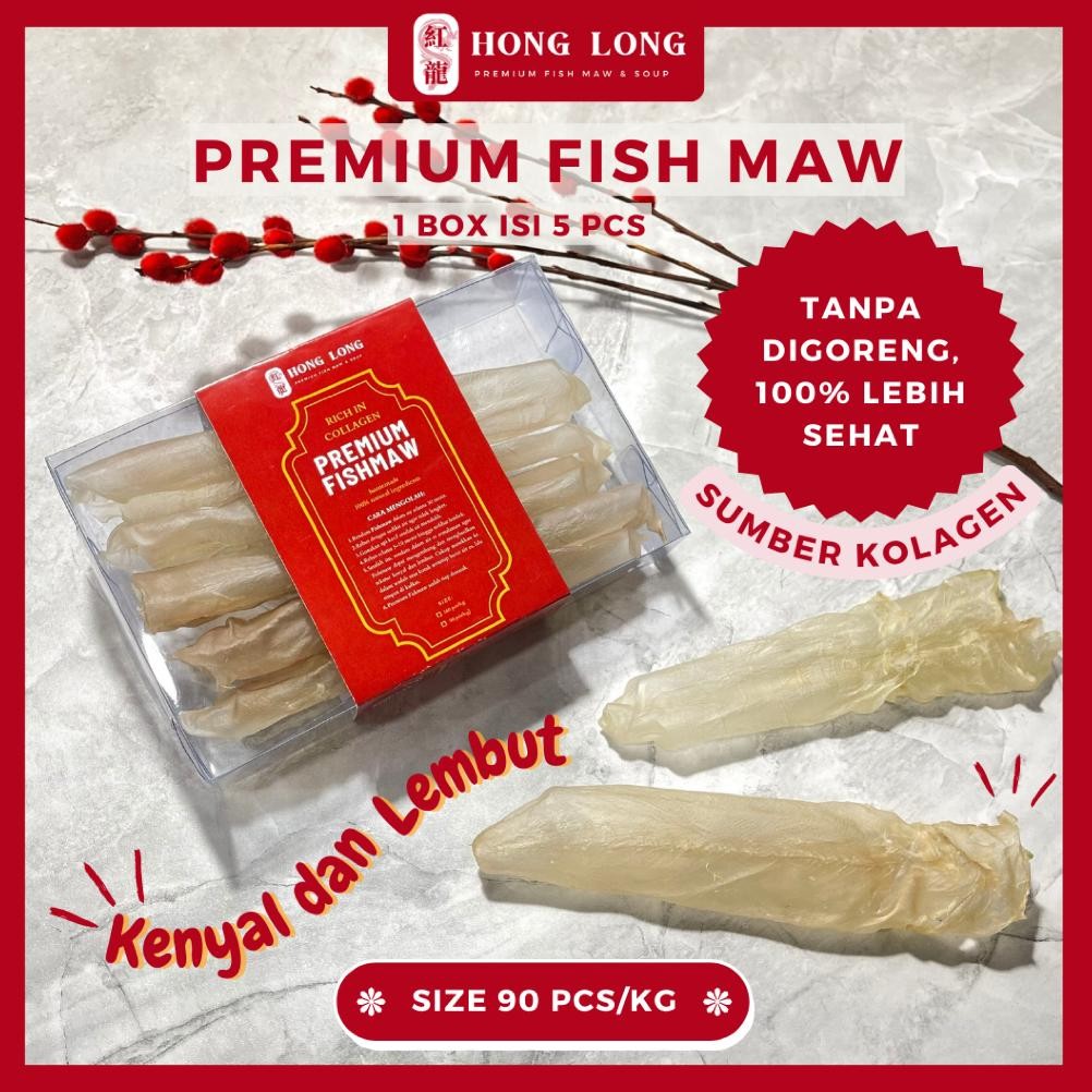 

Hong Long - Premium Fish Maw Size 90 Pcs Hipio Yiphiau Gelembung Ikan Perut Ikan Kakap Kering Hipiau Grade Super Kualitas Premium