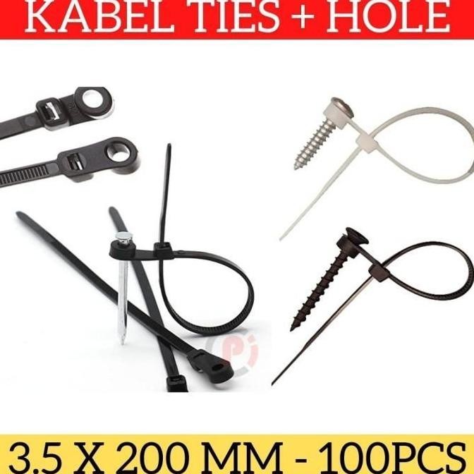

Kabel Ties 20Cm Plus Lubang Hole Tie Zip Nylon Klip Cable Isi 100 Pcs