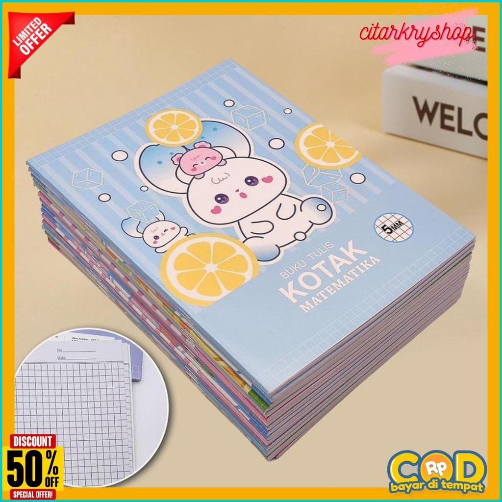 

5Mm Grid Buku Tulis 38 Lembar Buku Tulis Kotak Kecil Anak Anjing Pola Motif Kartun Lucu Matematika Notebook Kelas Bawah 4/8Pcs Diskon Setengah Harga