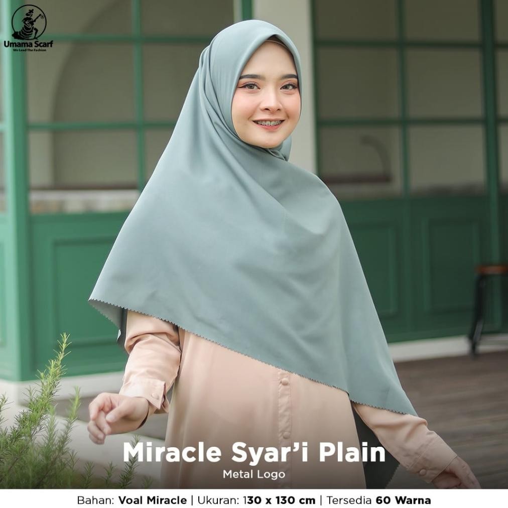 Terbaru Jilbab Voal Miracle Syari Plain METALOGO LC Umama Scarf  130x130cm Hijab Syari Polos Terlari