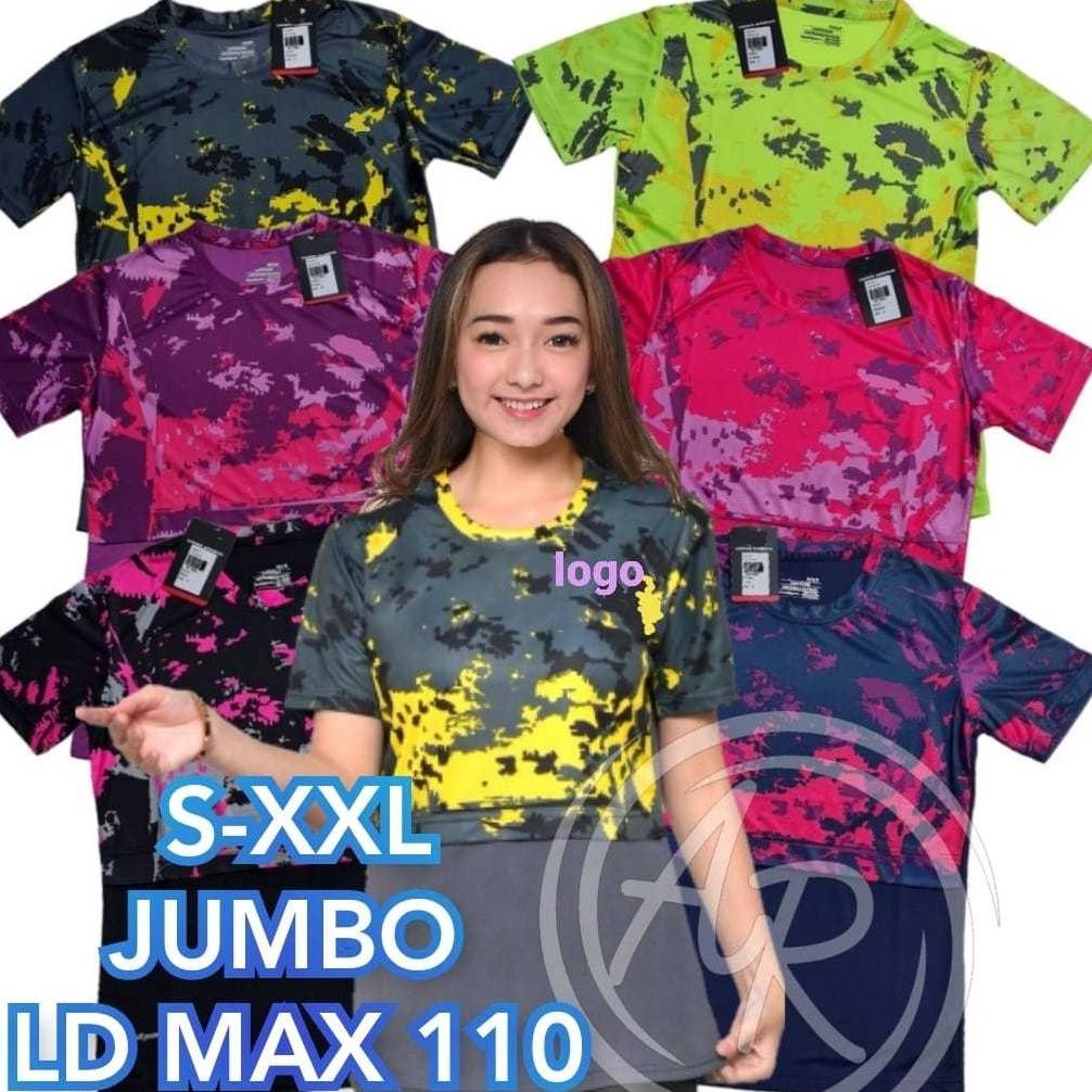 Kaos Olahraga Wanita Jumbo Baju Sport Cewek Army  Pendek Atasan Senam Zumba Aerobik (Bua-Ar-P02)
