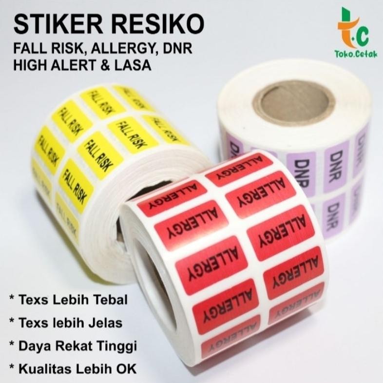 

[Kecil Stiker Penanda Resiko Pasien Isi 2.500 Pcs / Stiker Penunjang Medis / Fall Risk, Alergi, Dnr, High Alert & Lasa Ta-127