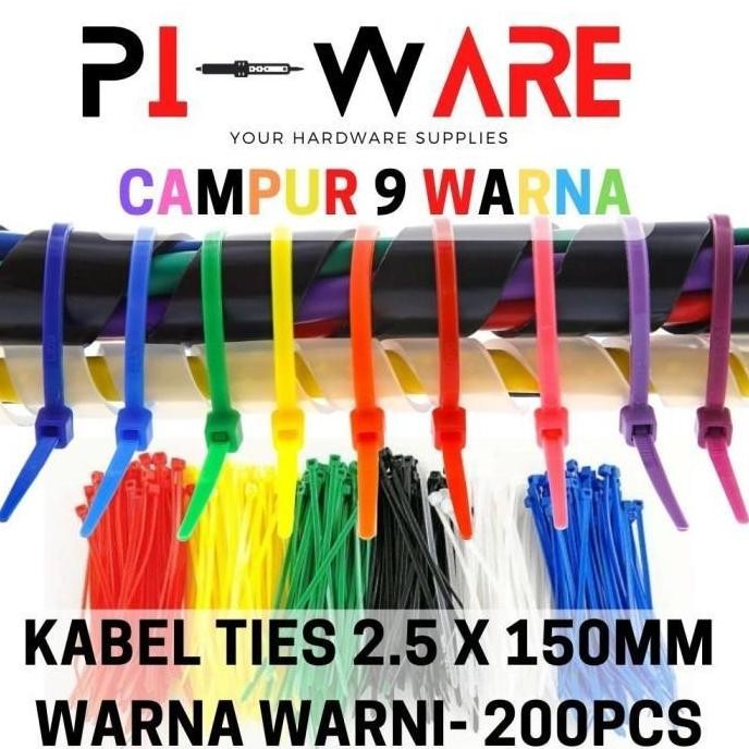 

Kabel Tie 9 Warna Warni 200 Pcs Cable Ties Zip Lock Panjang 150Mm 15Cm
