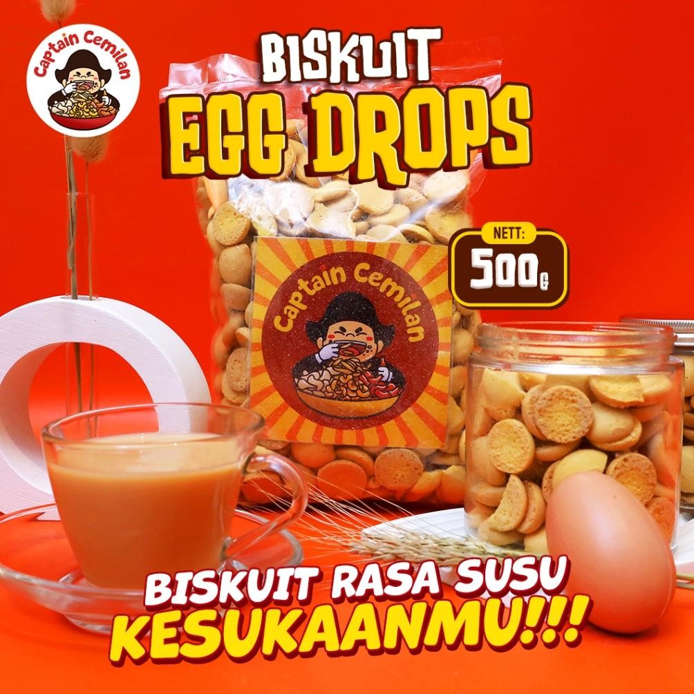 

500gram Egg Drops Biskuit susu manis mini bentuk koin Captain Cemilan snack snack kiloan makanan ringan cemilan Nugi
