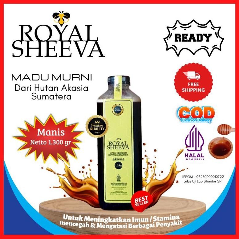 

madu murni royal sheeva dari hutan akasia sumatera 1.300 gr 100% original halaI mui madu premium lulus uji lab Nugi