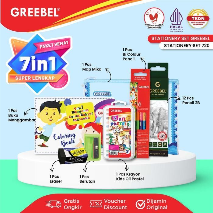 

Greebel [7 In 1] Paket Alat Tulis Tempat Pensil / Stationery Set 720 / Bingkisan Hampers Ulang Tahun Anak Hadiah Lomba Sekolah