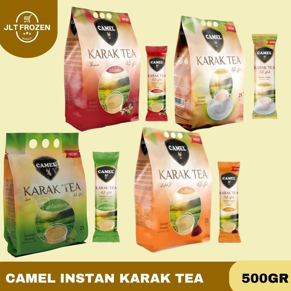 

Camel Karak Tea PACK Original - Masala - Cardamom - Saffron Uk 500gr x 24 pc Nugi