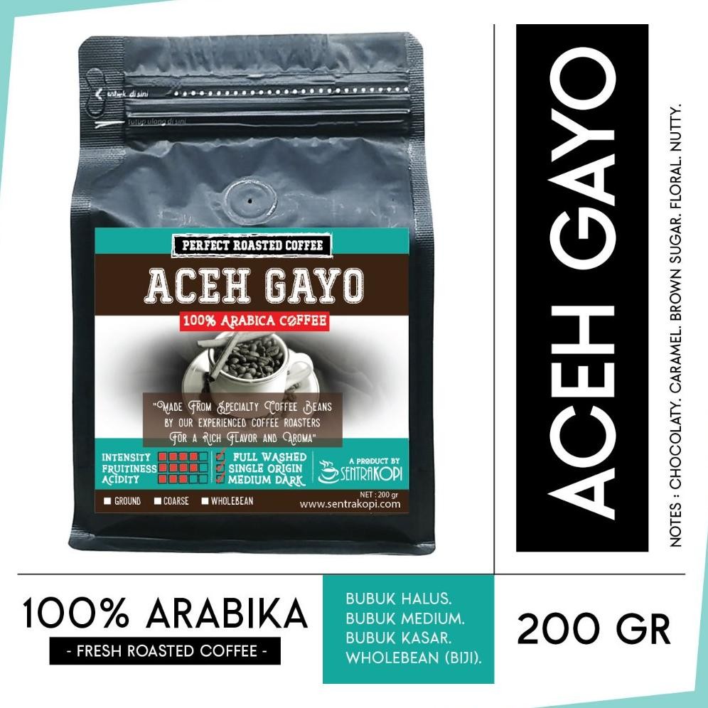 

Kopi Arabika Aceh Gayo 200 Gram - BUBUK / BIJI - Arabica Premium Coffee - Sentra Kopi Asli 200Gr Nugi