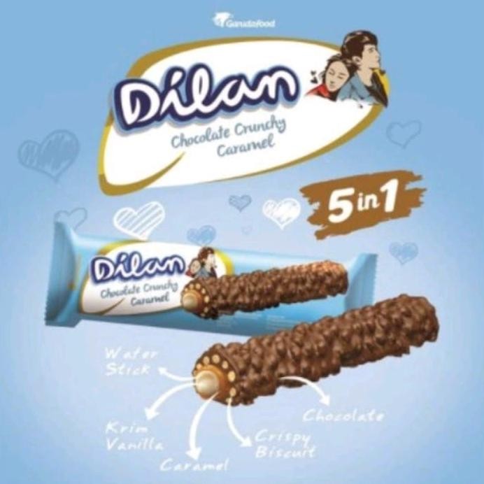 

Dilan Chocolate Crunchy Caramel Box isi 12 pcs | Wafer Roll Nugi
