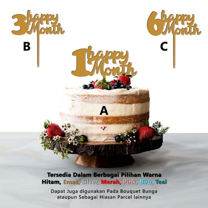 Cake Topper - HAPPY 1 MONTH / 3 MONTH / 6 MONTH - Kue Ulang tahun bayi