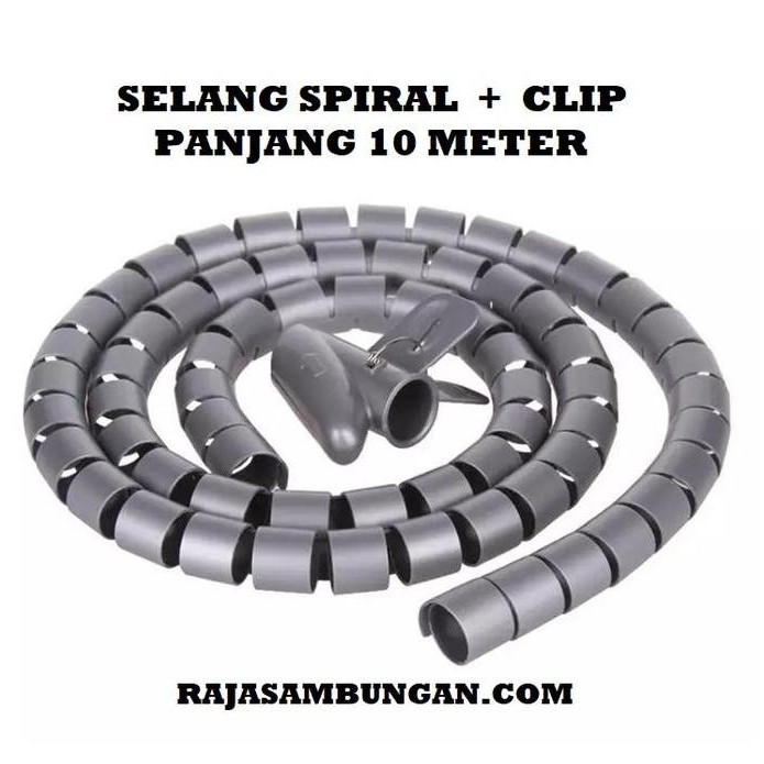 Original Pelindung Kabel Spiral 8Mm X 10M - Spiral Wrap Cable Clip Organizer