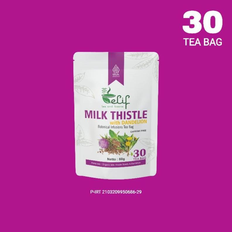 

ELIF TEA AND TISANE Milk Thistle Dandelion Tea | Detox Liver Fatty Liver | 30 Tea Bag Nugi