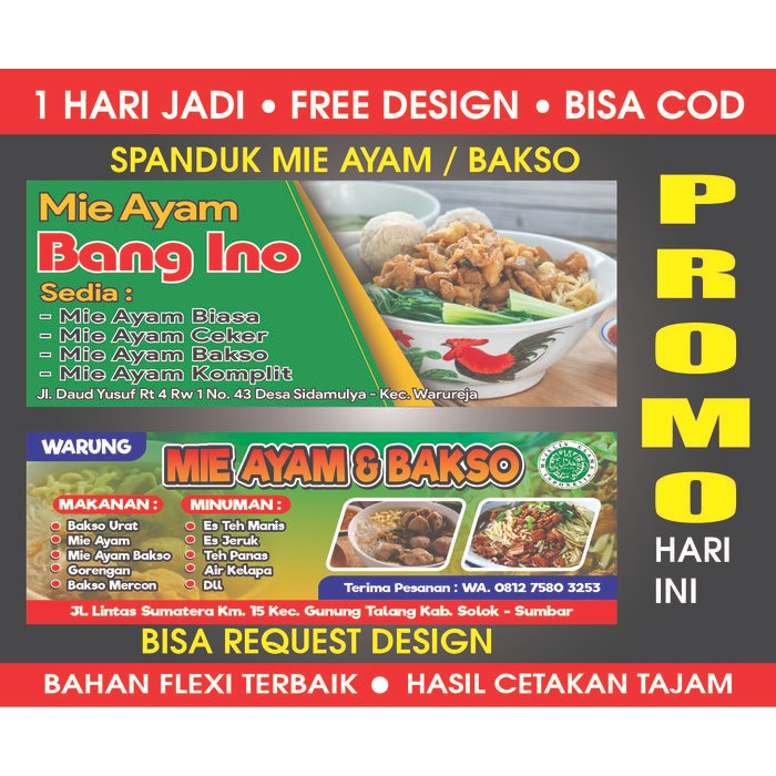 SPANDUK MIE AYAM / SPANDUK BAKSO FREE DESIGN