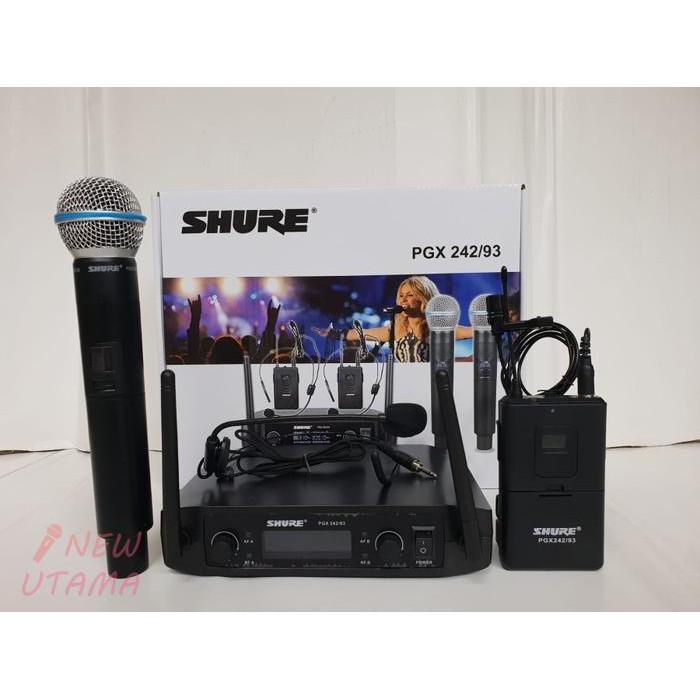 Mic Wireless Shure Pgx 242/93 Isi 4 - 2 Jepit 2 Clip On Original Dan Terpercaya