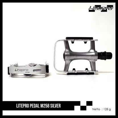 PEDAL SEPEDA LITEPRO PEDALS FLAT NON CLEAT M258 SILVER