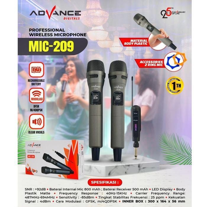 Advance Mic-206 / Advance Mic-208 / Advance Mic-209 Dual Microphone Original Dan Terpercaya