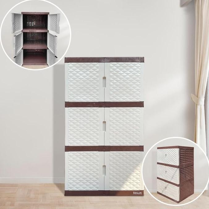 Stok Sj Tabita Lemari Plastik Susun 3  Susun 4 Jumbo Venom Minimalis Furniture Pintu Temmpat Baju Pr