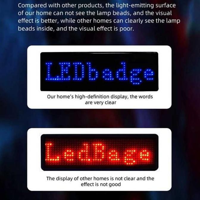 

Stk Papan Nama Led Bluetooth Name Badge Running Text Merah Pesan Berjalan Display Screen Red Plastik Usb