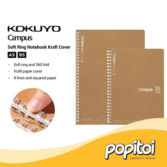 

Kokuyo Campus Soft Ring Notebook Kraft Cover B5 A5 Buku Tulis 360
