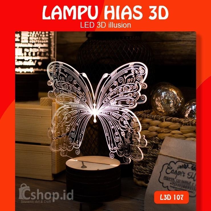 Terlaris Lampu Hias Kupu-Kupu - Lampu Tidur Butterfly Led 3D - L3D107